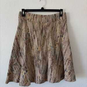 Akris Punto Skirt Size 12 Linen Wool A-Line  Knee Length Tapestry Brown Earthy
